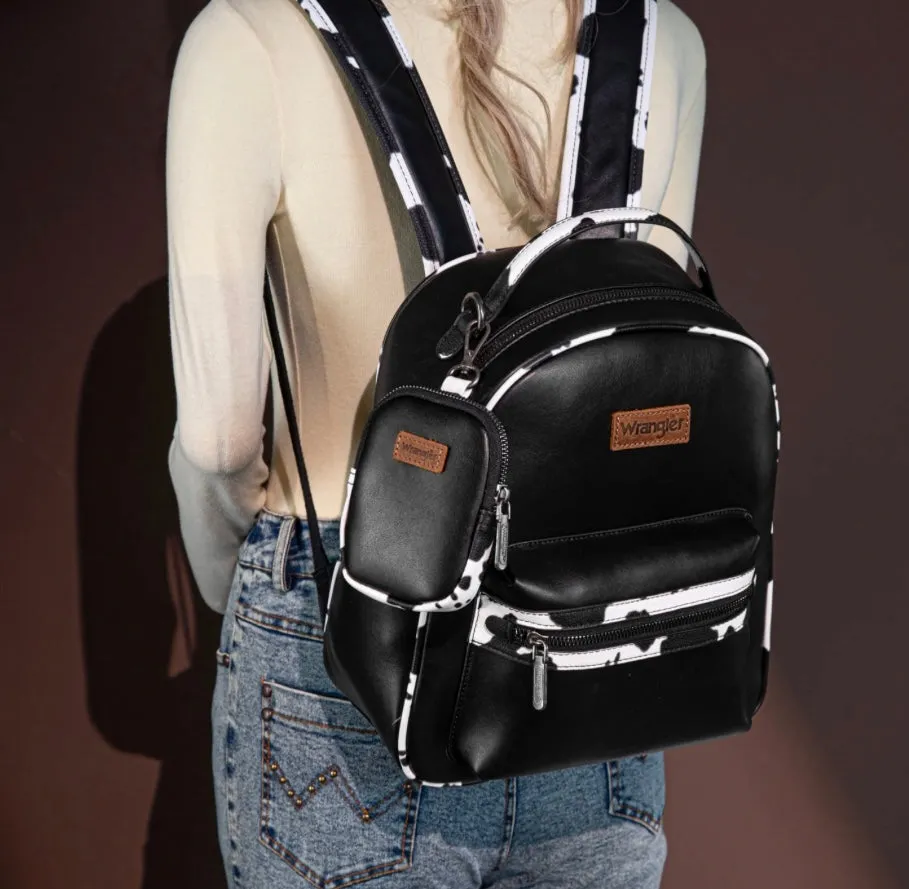 Wrangler Cow Print Backpack With Coin Pouch