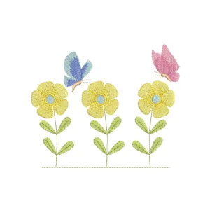 Yellow Flower Border Machine Embroidery Design