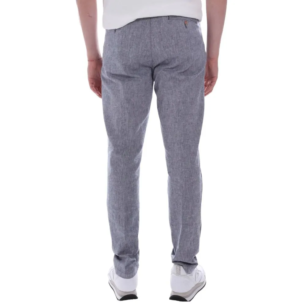 Yes Zee Light Blue Linen Men Trouser