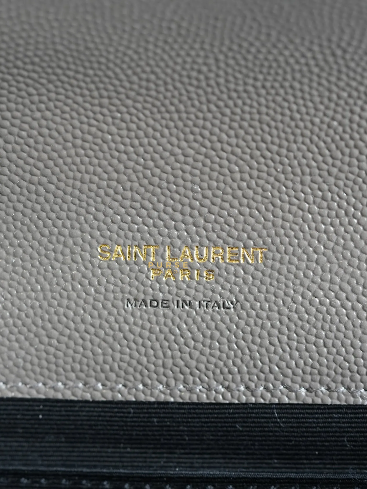 YSL Cassandre Matelasśe Flap Pouch Grey Gold Hardware