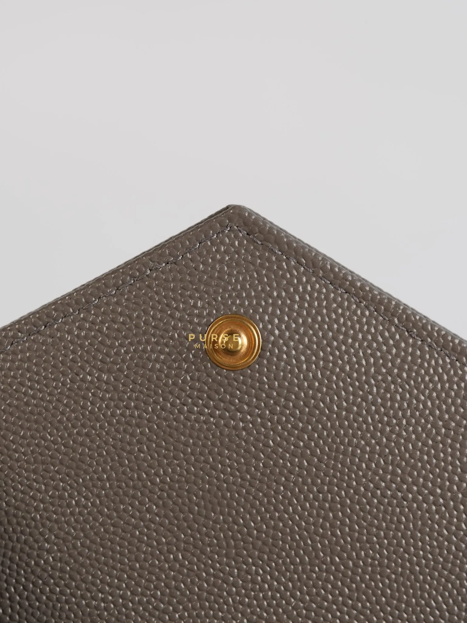 YSL Cassandre Matelasśe Flap Pouch Grey Gold Hardware
