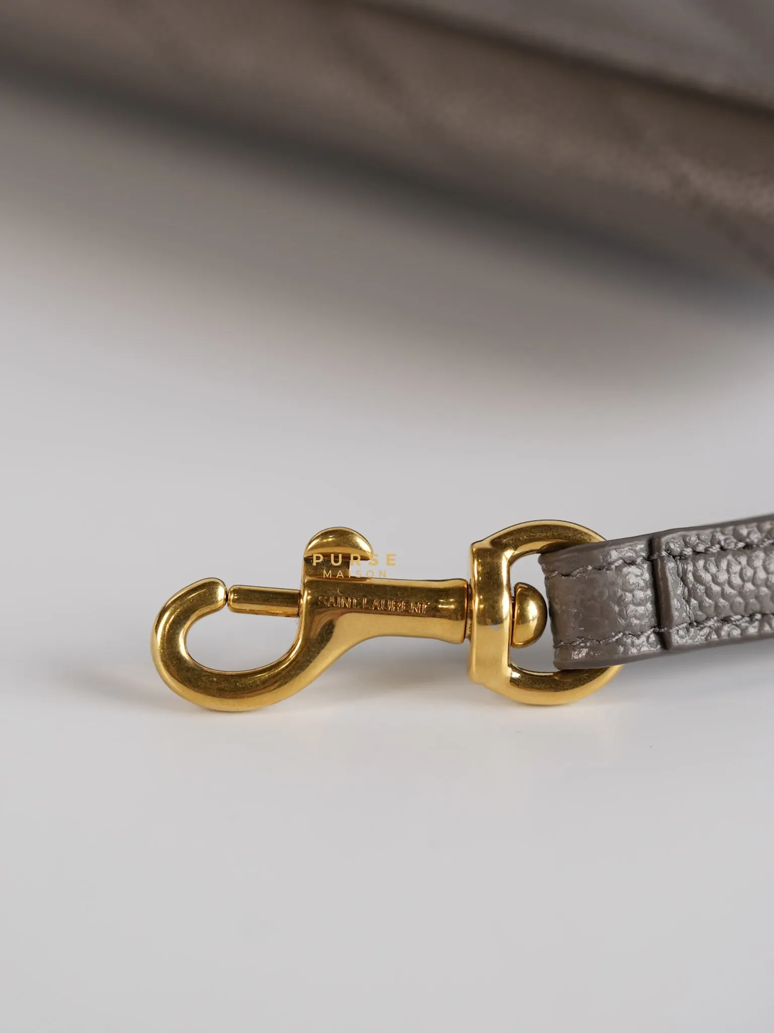YSL Cassandre Matelasśe Flap Pouch Grey Gold Hardware