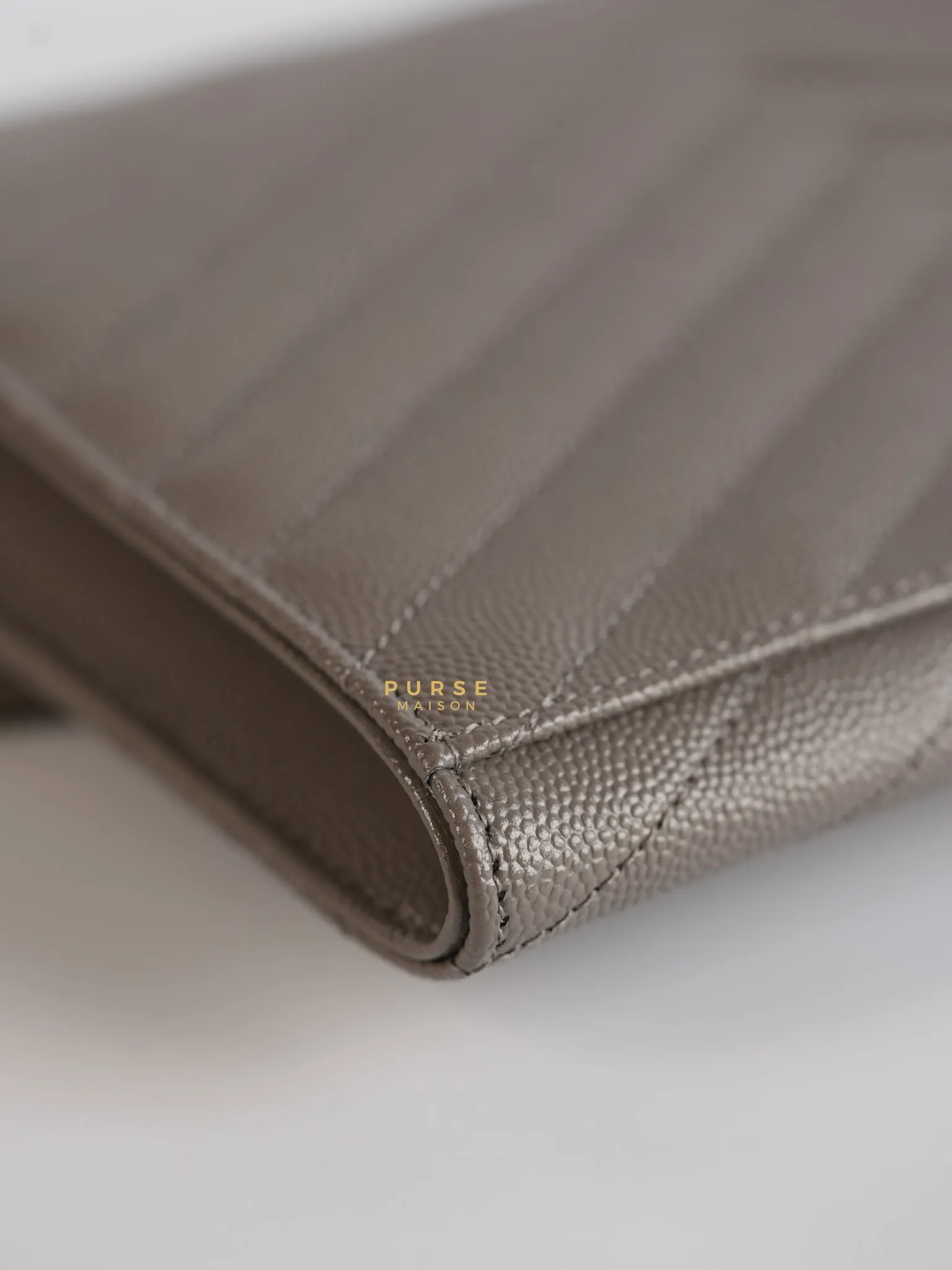 YSL Cassandre Matelasśe Flap Pouch Grey Gold Hardware
