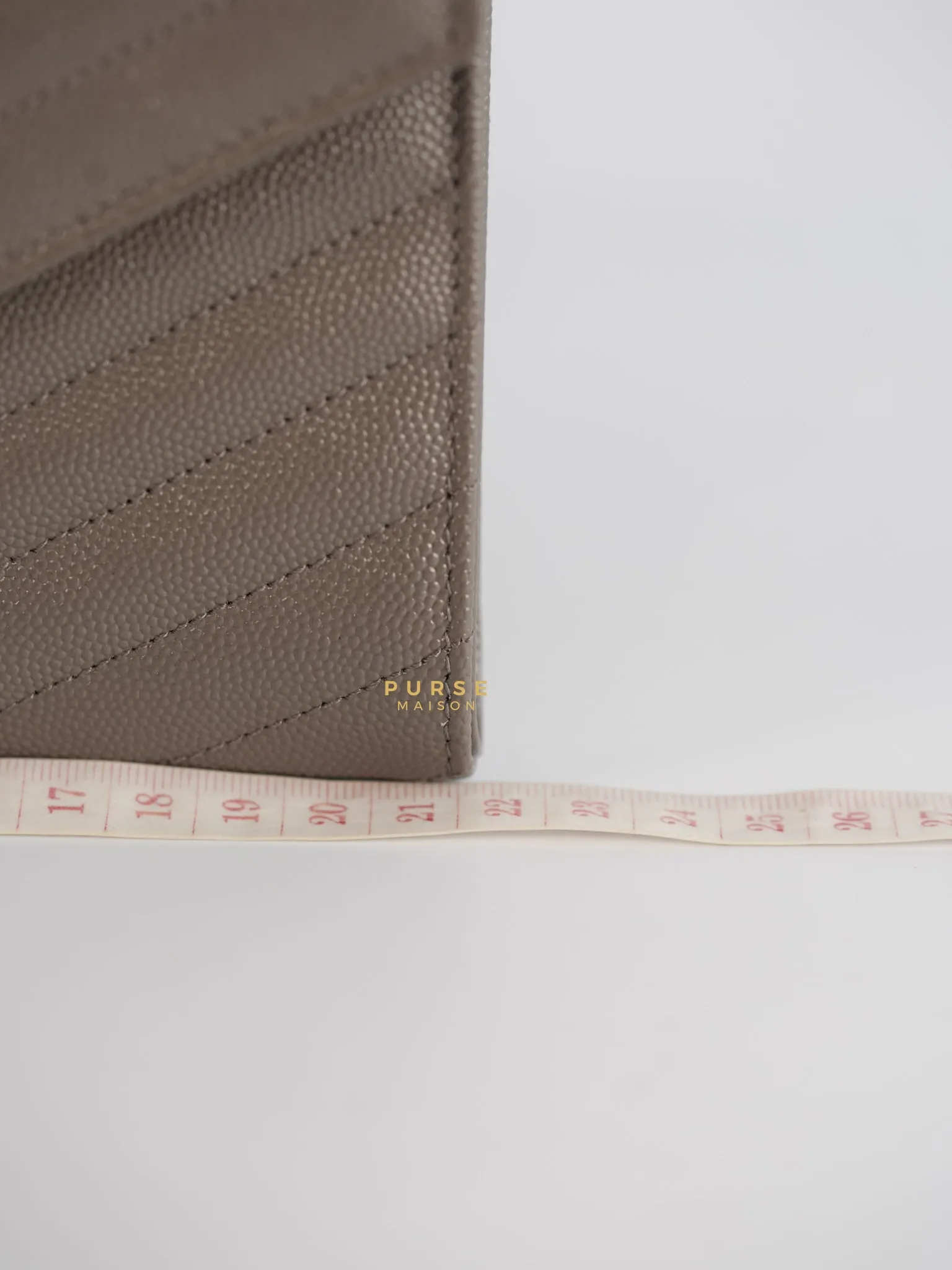 YSL Cassandre Matelasśe Flap Pouch Grey Gold Hardware