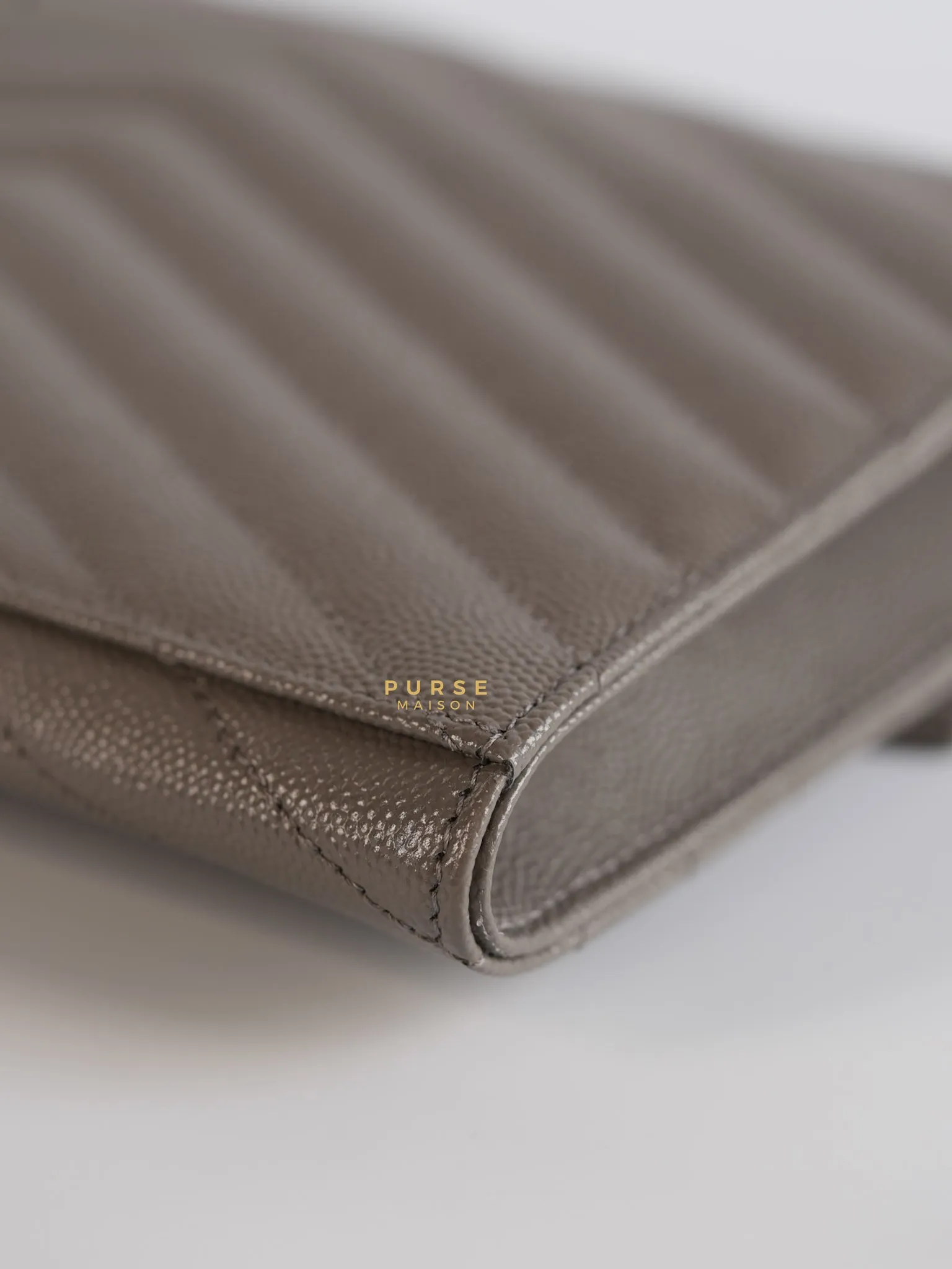 YSL Cassandre Matelasśe Flap Pouch Grey Gold Hardware