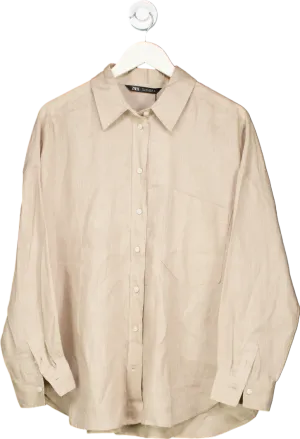 Zara Beige Linen Shirt UK L
